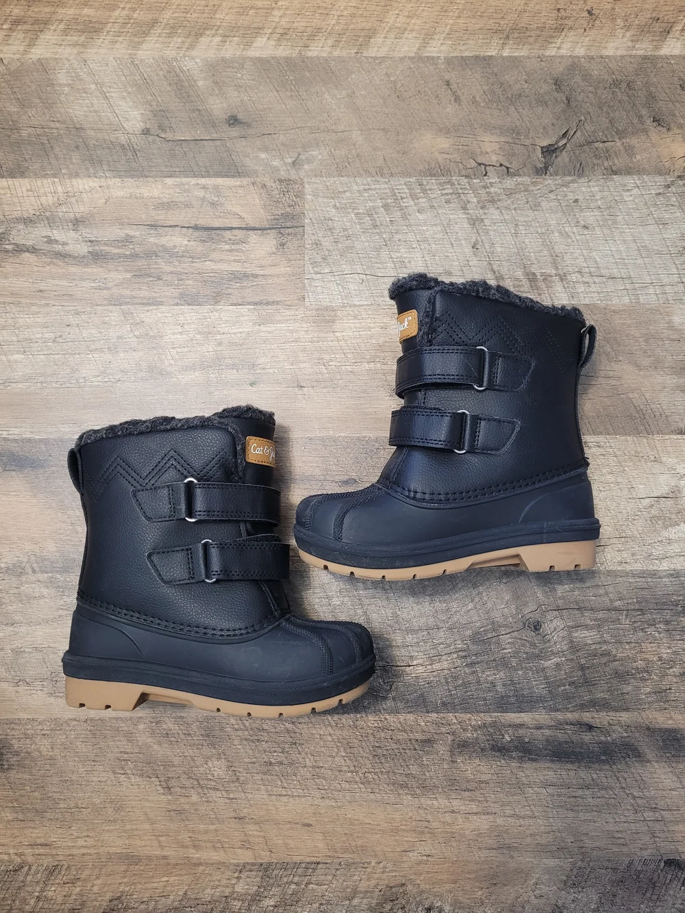 Cat & Jack Denver Black Toddler Snow Boots with Tan Gum Sole